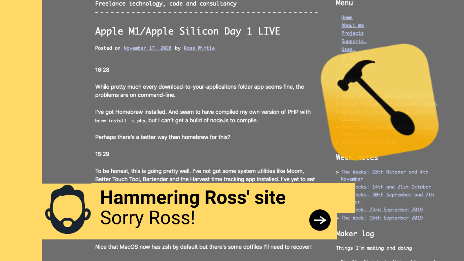 Hammering Ross’ site!